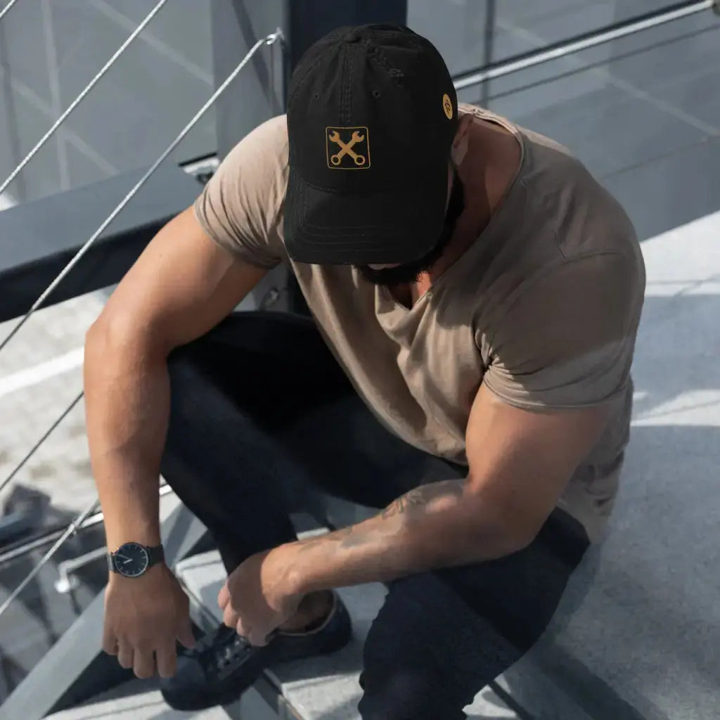 Distressed Dad Hat - DAX Cafe Racer