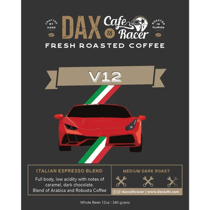 A close-up of a bag of premium coffee beans, featuring a bold 'Italian Espresso Blend' label.